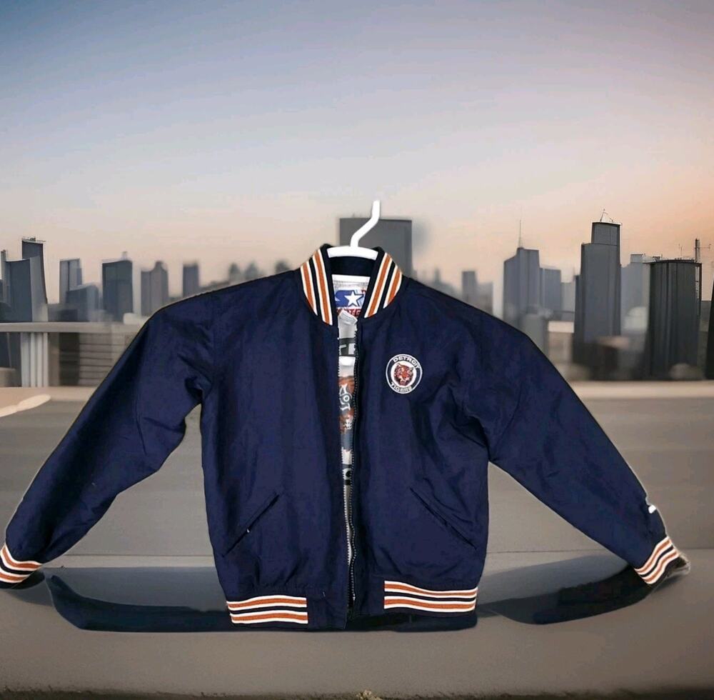 Vintage Starter Jacket Detroit Tigers Youth Medium Baseball MLB Zipper Needs Fix